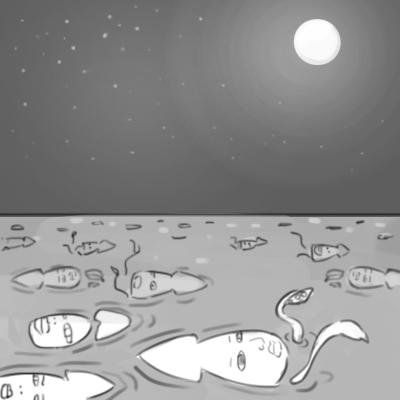 오징어 태평양 바다 달밤 저녁 둥둥 못생긴 못생겼어