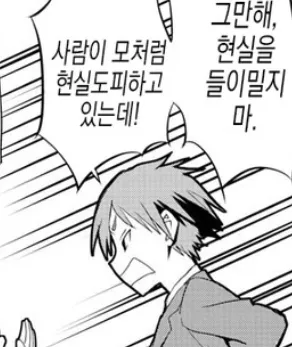 현실도피 현실부정 팩트폭격 팩폭 그만해 현실 들이밀지마 만화 절규