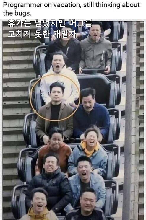 개발자짤 휴가는 얻었지만 버그를 고치지 못한 개발자 프로그래머 프로그래밍 밈 개발자밈 개발자짤방