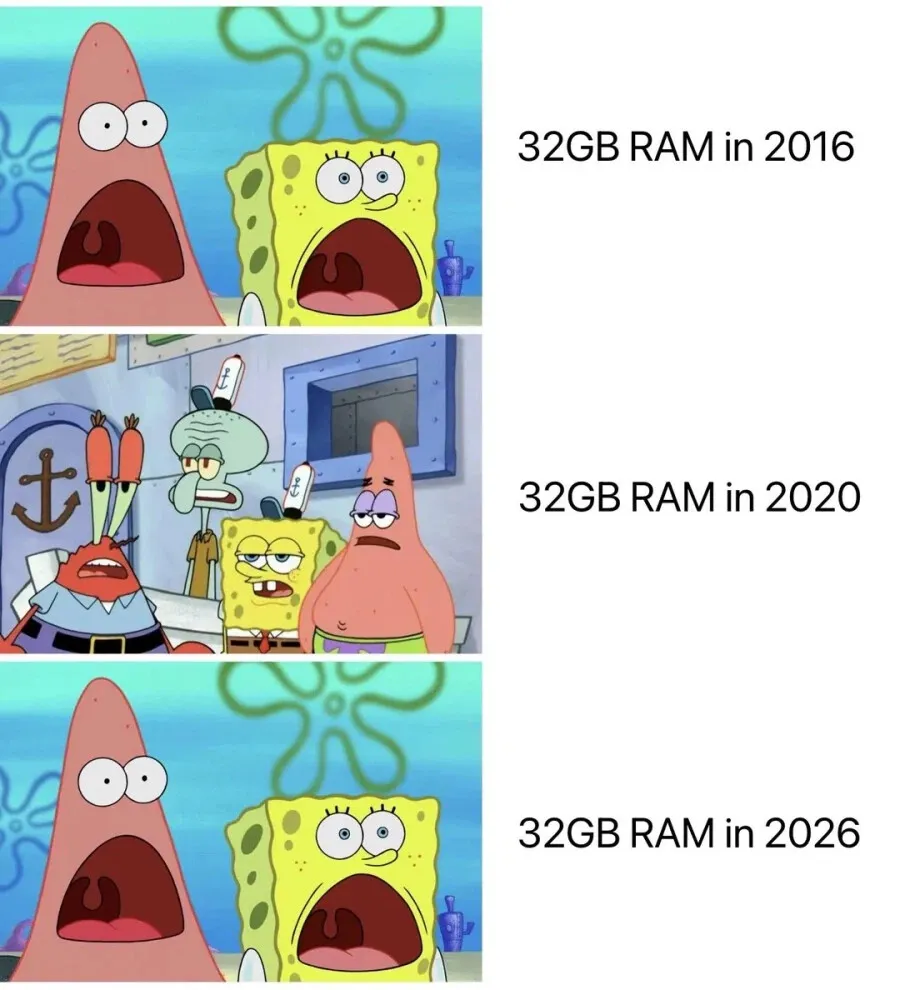 스폰지밥 뚱이 32GB RAM 컴퓨터 사양 변화 충격 무시 성능 실망