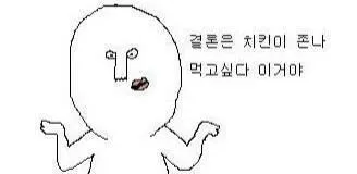 결론은 치킨 치킨먹고싶다 배고픔 야식 짤방 유머 당당